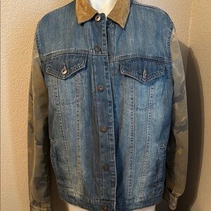 Ecko Unlimited Blue and Tan Jean Jacket with Contrast Collar
